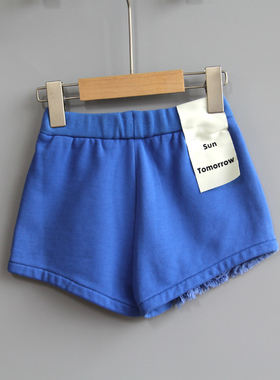 ST系列105-140夏装 品牌童装折扣/儿童纯棉休闲短裤36880蓝
