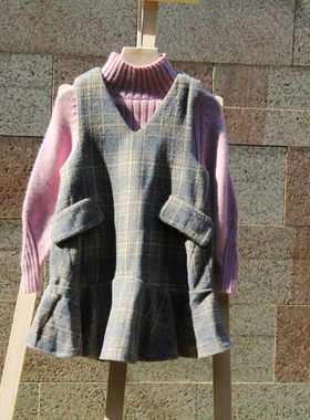 Z系列120秋装 品牌折扣童装/女童长袖+背带裙17217/17510粉黄