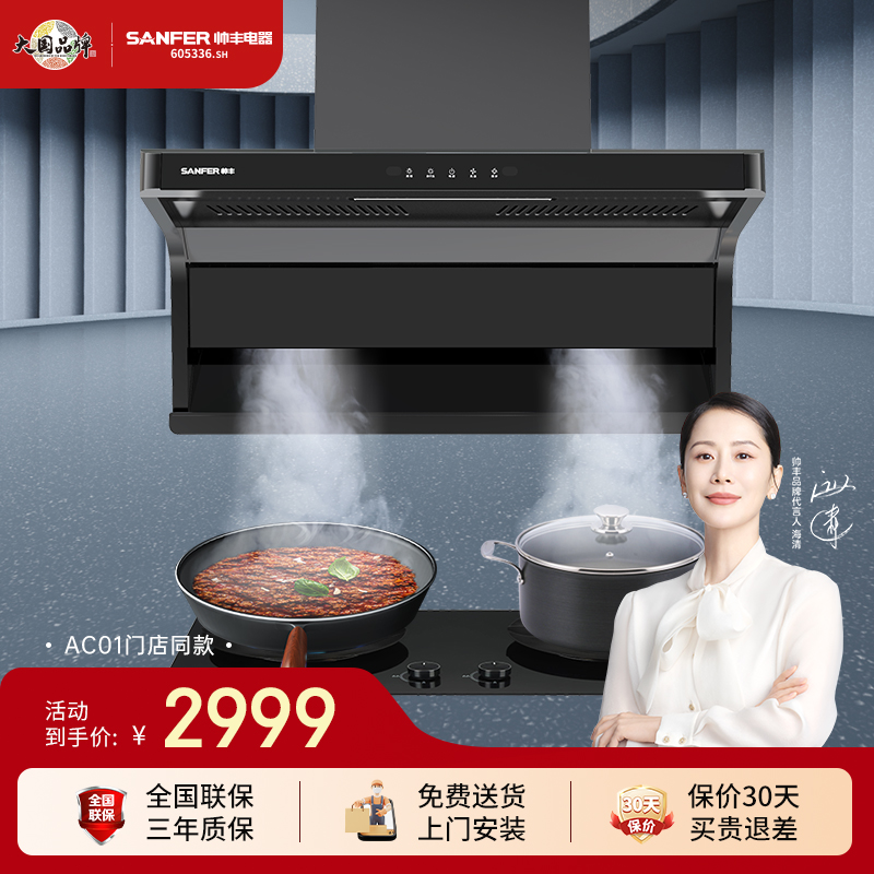 SANFER/帅丰CXW-300-AC01抽油烟机家用大吸力顶侧双吸挥手智控
