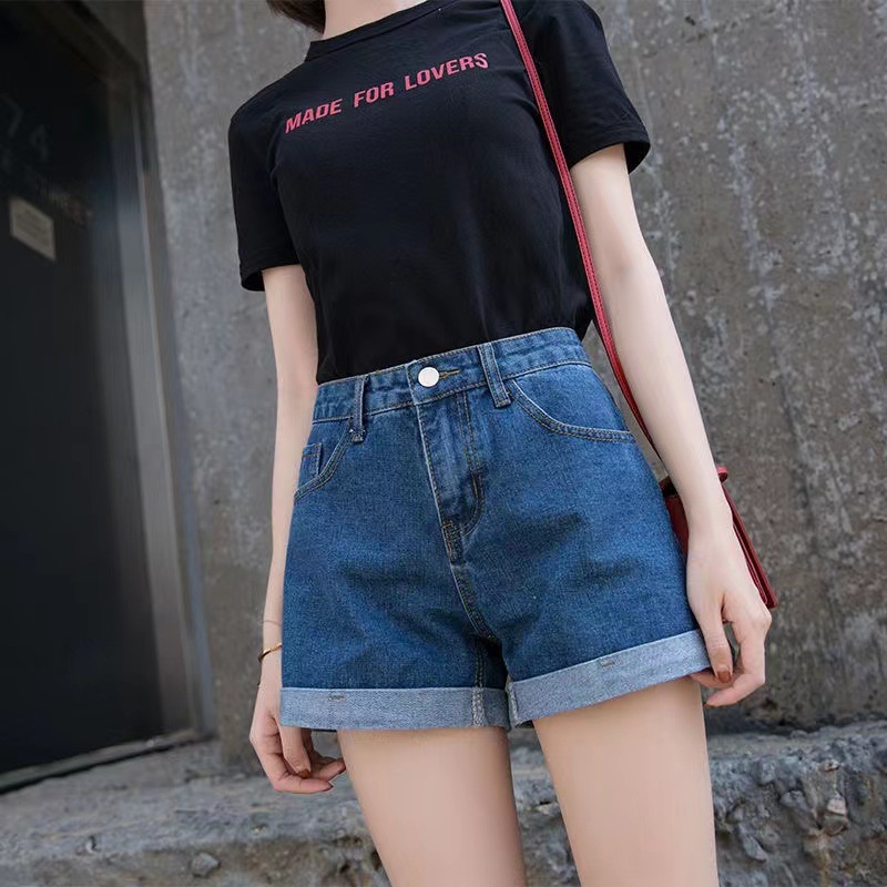牛仔短裤女夏季2025年新款学生高腰薄款裤子女裤弹力直筒卷边热裤