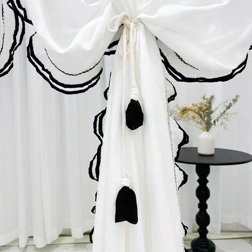 灯笼花多色雪纺花苞手工绑带客厅卧室纱帘绑绳扎束带法式蕾丝窗饰