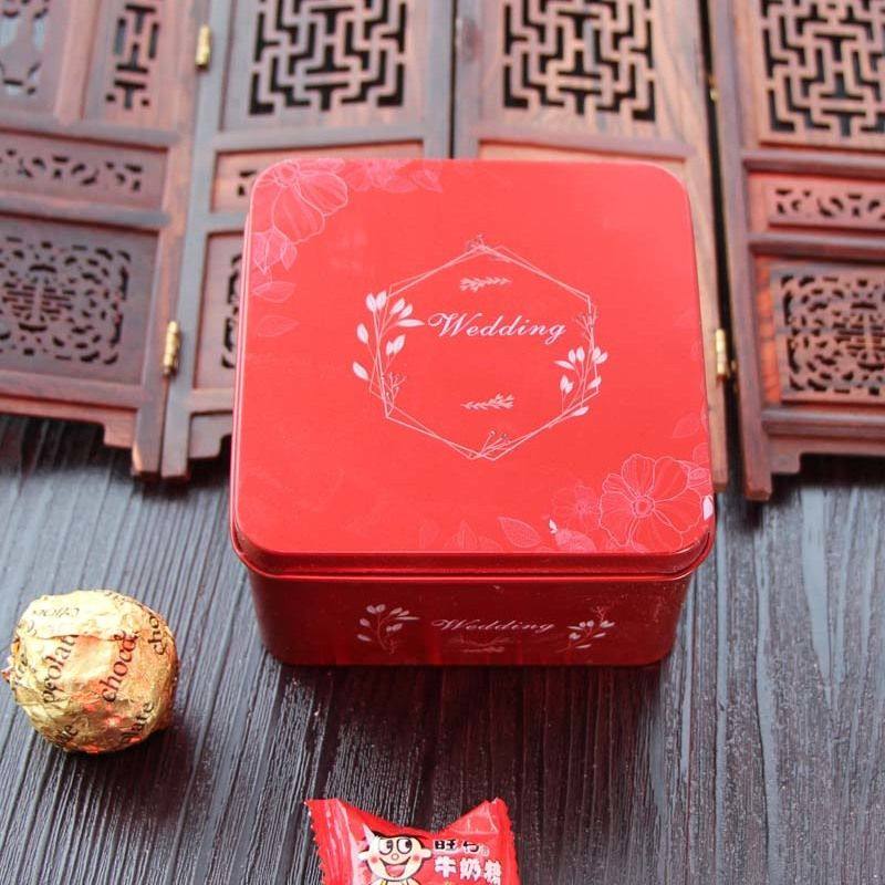 结婚用品喜糖礼盒创意成品喜糖盒婚庆中式圆筒糖盒正方形马口铁