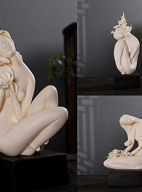 陶瓷现代美女人物工艺品雕塑艺术手工中式客厅博古架酒柜仕女摆件