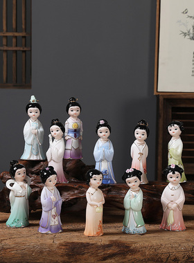 古典风美少女玄关工艺品德化白瓷