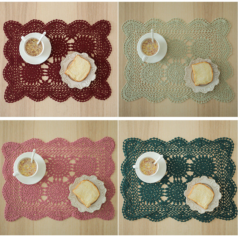 花街5号中式餐垫棉钩针餐桌垫防烫餐布餐盘碗垫子美食拍照背景布