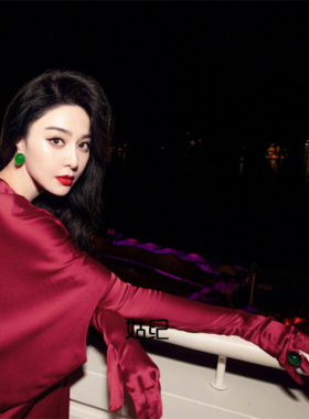 新娘敬酒服红色手套婚纱婚礼套袖丝绒缎面长袖性感黑丝礼服袖套女