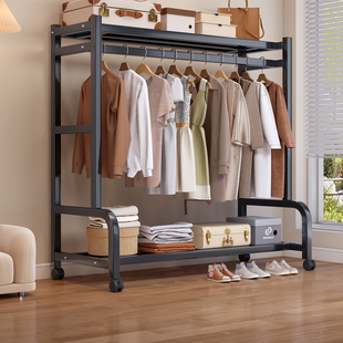 落地衣帽架卧室家用简易挂衣架新款出租屋可移动收纳架挂衣服架子