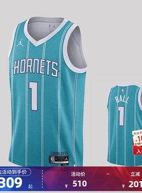 NBA官方NIKE耐克黄蜂队拉梅洛鲍尔SW球迷版球衣无袖背心篮球服男