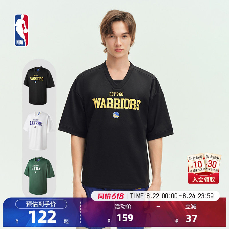 NBA官方勇士/湖人球队男女秋凉感吸湿散热运动短袖T恤 - 实物图