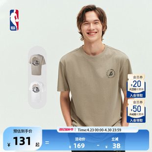 NBA官方夏季勇士湖人通勤简约ins纯棉透气运动短袖宽松百搭男女