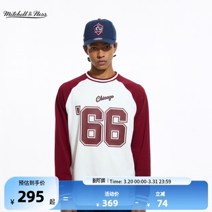 撞色拼接圆领长袖 NBA官方MITCHELL 春季 NESS公牛新款