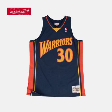 复古球衣SW 勇士队-2009-10赛季蓝色客场库里 NBA-Mitchellness