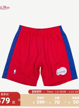 NBA官方Mitchell&Ness2000-01赛季客场-快船队男猩红色SW球裤