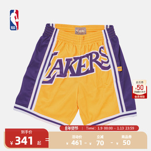 Mitchell&NessNBA官方复古球裤BigFace2.0系列湖人队速干短裤裤子