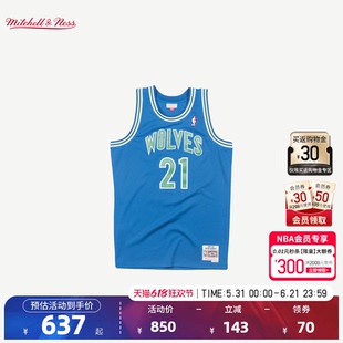 NBA官方Mitchell&Ness森林狼加内特复古球衣95-96赛季SW速干球衣