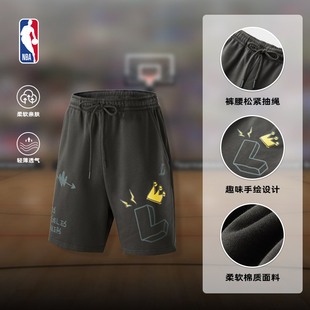 短裤 勇士球队文化系列情侣手绘宽松5分裤 湖人 NBA凯尔特人