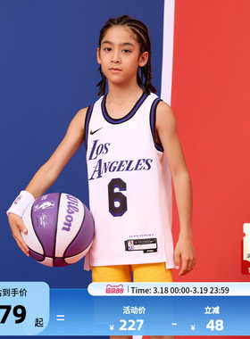 NBA官方正品NIKE耐克春季透气儿童篮球服球衣背心湖人队詹姆斯