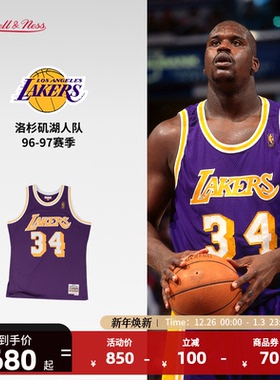 Mitchell&NessNBA篮球服复古球衣SW湖人队1996-97奥尼尔紫色客场