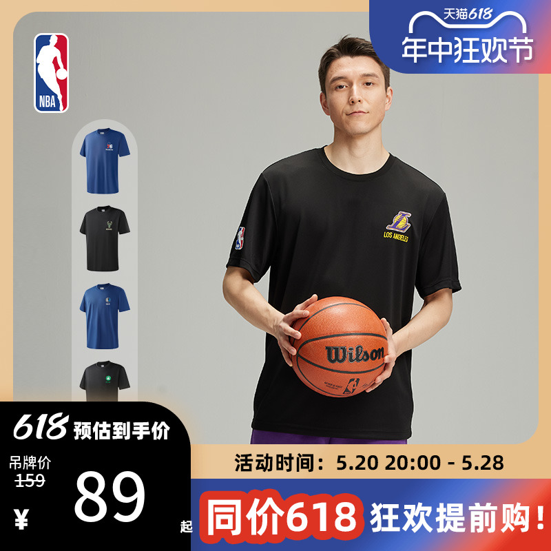 NBA官方正品 夏季新款短袖中性休闲黑色T恤 湖人/勇士/快船/太阳