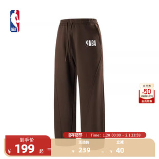NBA官方正品联盟球场生活系列男女同款弯刀裤运动休闲直筒长裤