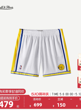 NBA官方Mitchell&Nes金州勇士男子速干透气跑步健身训练运动短裤