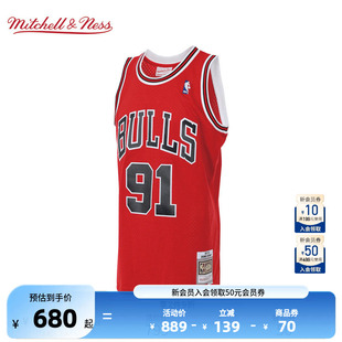 NBA官方Mitchell&Ness 罗德曼复古97 98赛季 SW球衣篮球服 公牛