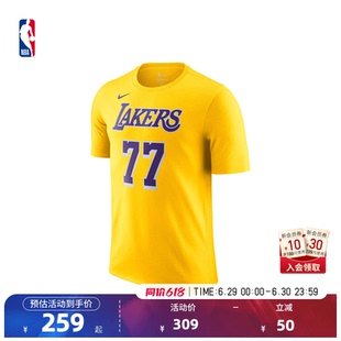 NBA官方Nike耐克男子洛杉矶湖人卢卡东契奇SW球迷版短袖T恤