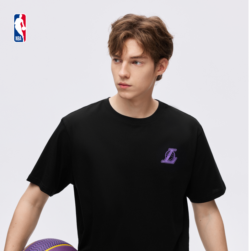 NBA官方湖人球队文化系列秋运动休闲T恤短袖球衣风