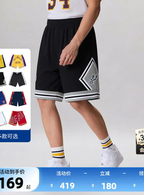 NBA官方美式复古篮球短裤透气男