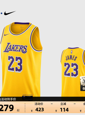 NBA官方NIKE耐克湖人队詹姆斯SW球迷版球衣专业训练背心篮球服男