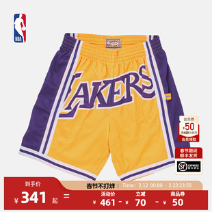 Mitchell&NessNBA官方复古球裤BigFace2.0系列湖人队速干短裤裤子