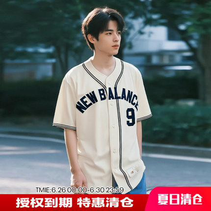 New Balance NB 男款女款运动休闲棒球服短袖T恤半袖开衫MT41512