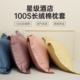 五星级酒店100支长绒棉方形枕套纯棉枕头套枕巾48cmX74cm一对拍2