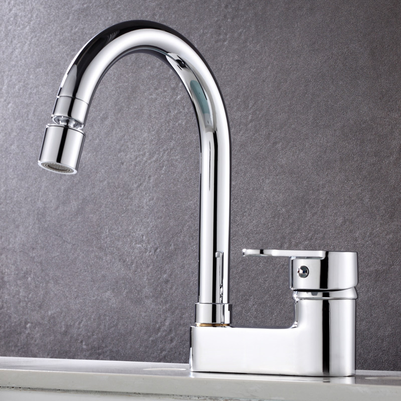 全铜体可旋转双孔面盆水龙头冷热水台盆老式三孔洗脸盆洗手盆龙头