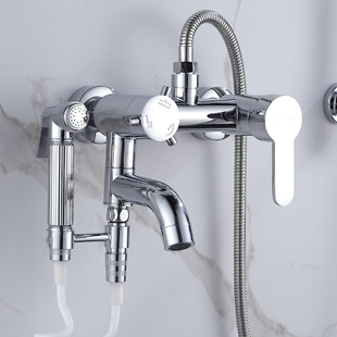 全铜混水阀冷热水龙头简易淋浴花洒套装浴缸浴室带妇洗器喷枪龙头