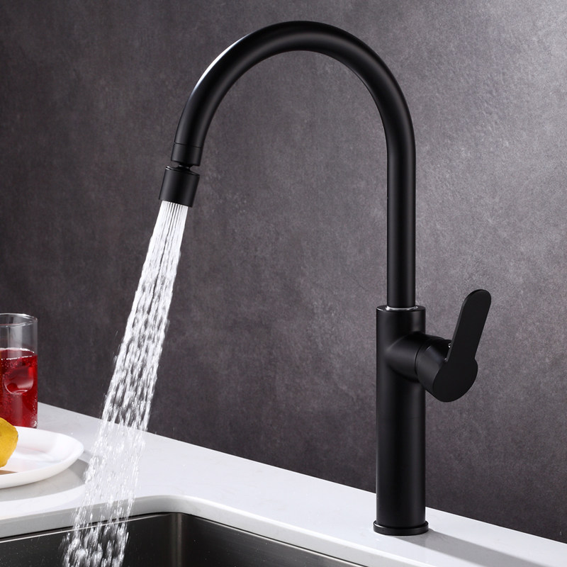 黑色加高款冷热水龙头厨房水槽洗碗池洗菜盆可旋转阳台万向水龙头,家装主材,厨房龙头,淘宝优惠券,粉丝福利购,淘宝优惠卷