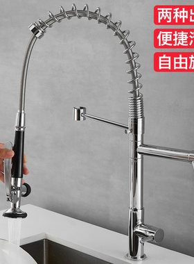 餐厅可旋转厨房增压杀鱼台冲洗水龙头高压花洒水槽单冷抽拉式龙头