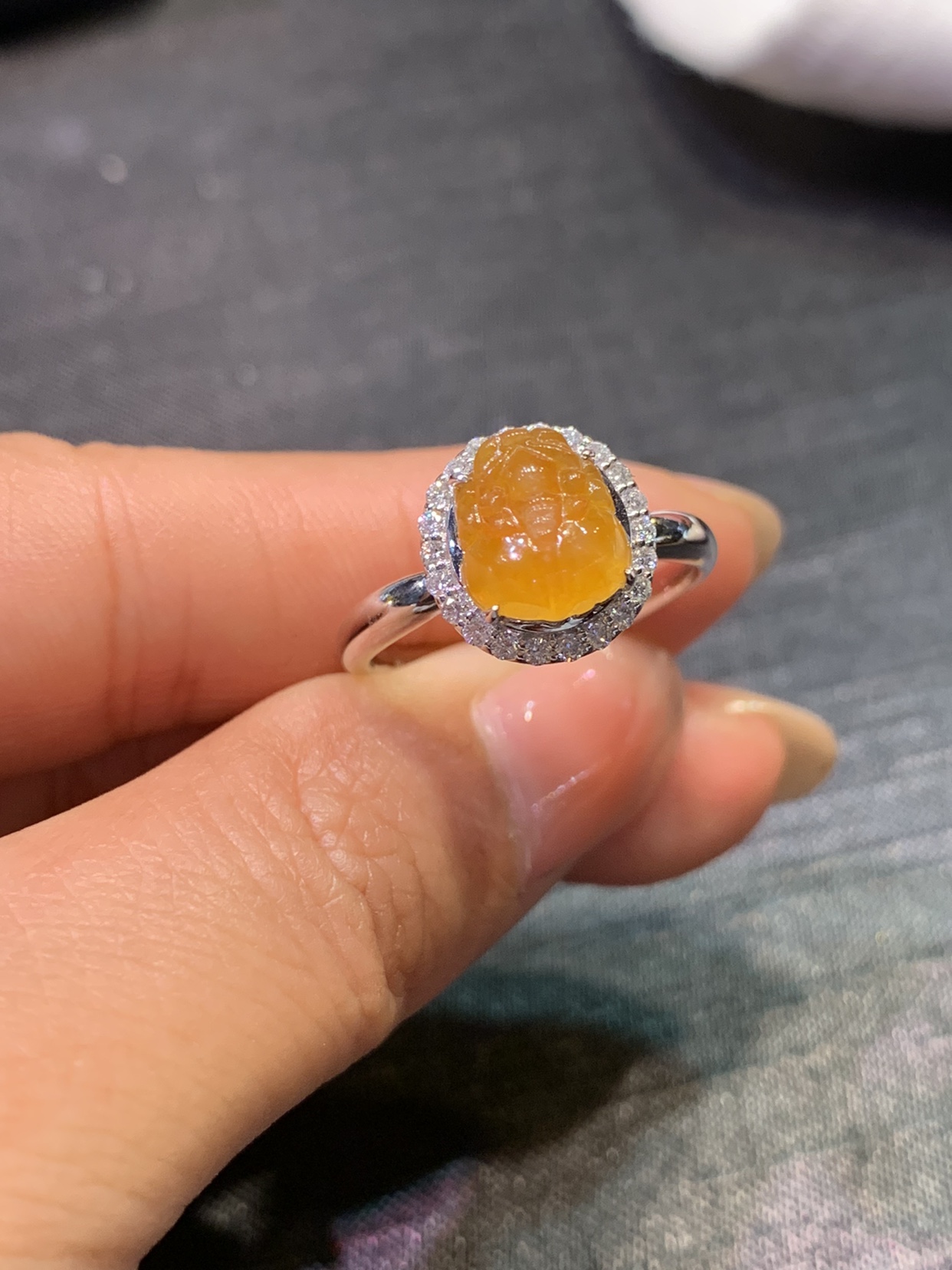 黄翡貔貅戒指 18K