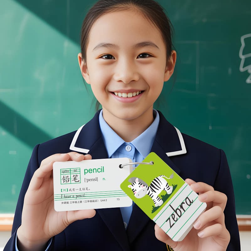 2026新外研版三年级起点小学生三四年级同步英语单词带彩图卡片