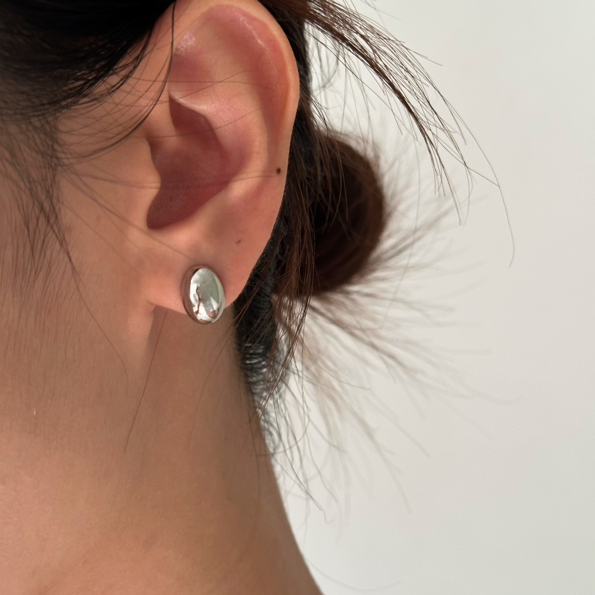 日常通勤钛钢镀金耳钉椭圆