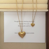 734可洗澡钛钢芭比同款 吊坠爱心镂空锁骨链毛衣项链轻奢