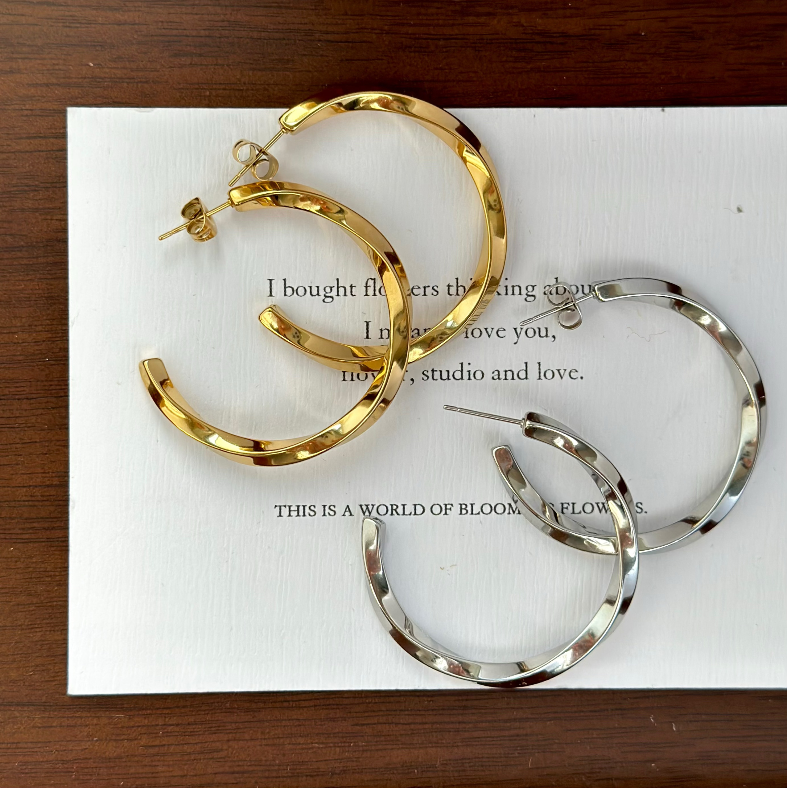 734钛钢耳环女气质圆形夸张圈圈菱形亮面精工耳圈高级冷淡风耳