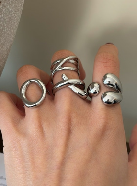 734钛钢食指夸张戒指欧美风简约大气不掉毛饰品