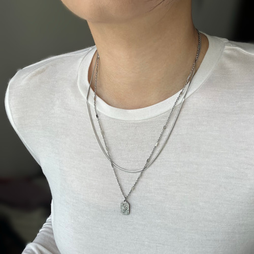 734钛钢不掉色可洗澡蛇骨项链双层加长毛衣链百搭秋冬通勤简约新