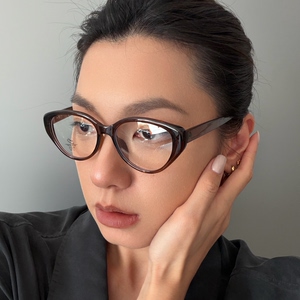 TF风 复古猫眼眼镜高级感女防蓝光近视眼镜素颜平光镜新款眼镜框
