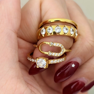 食指戒 734号钛钢菱格纹戒指女小众设计轻奢高级感巨好看