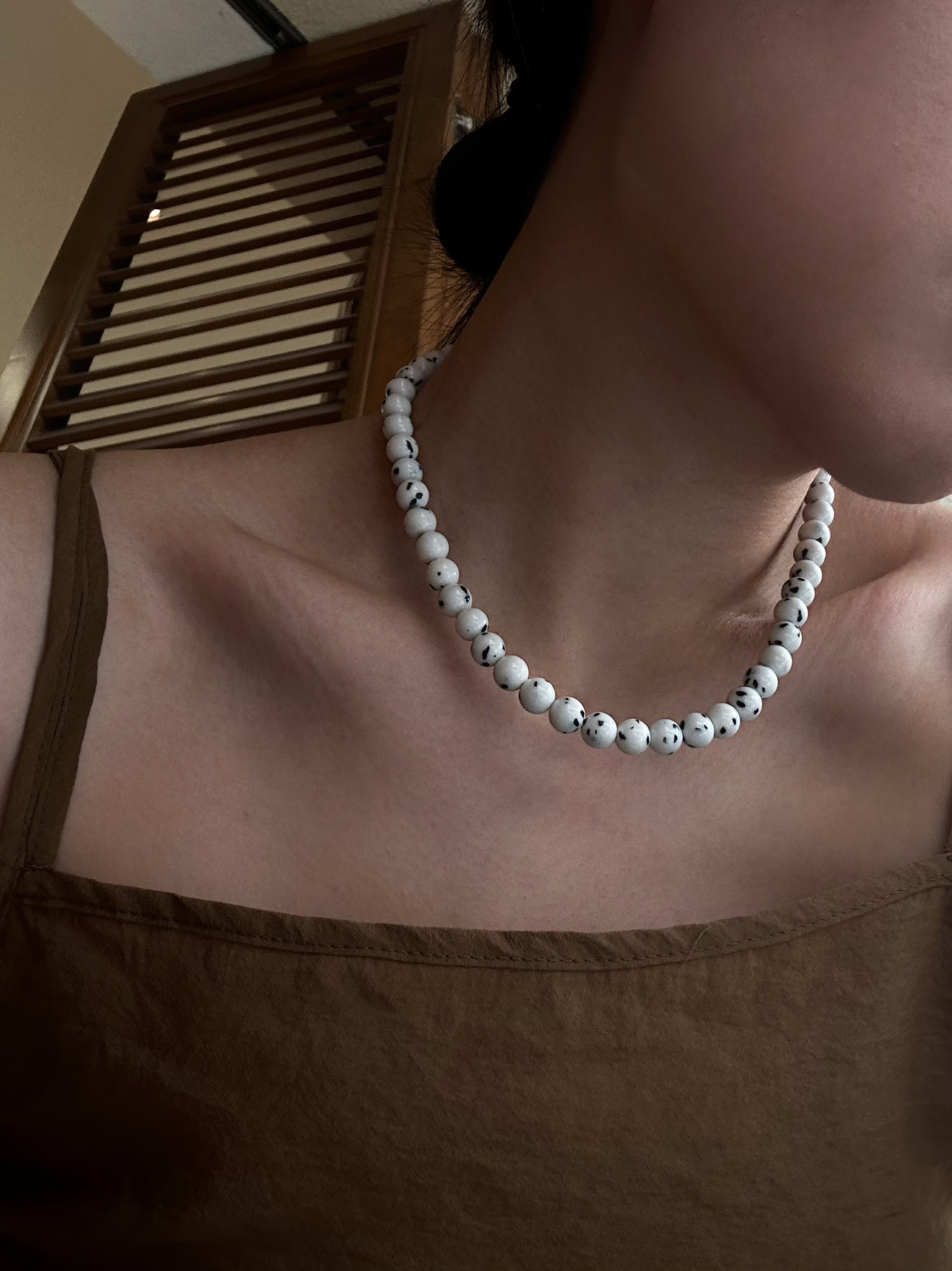 串珠项链钛钢锁骨链新中式