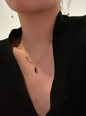 钛钢金色双层项链黑色