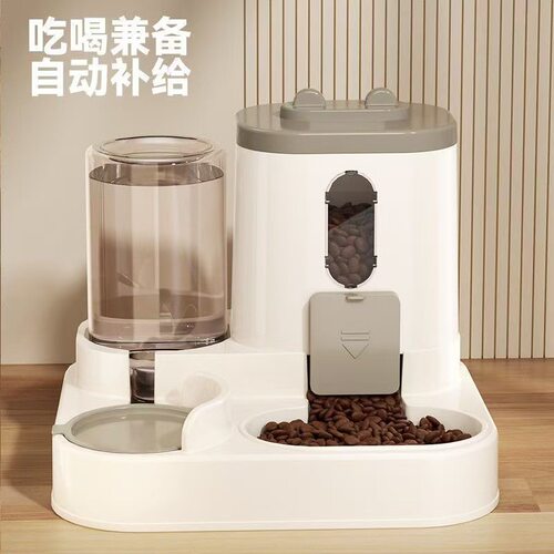 宠物用品自动喂食器猫碗狗碗猫食盆猫咪粮双碗饮水碗一体保护颈椎