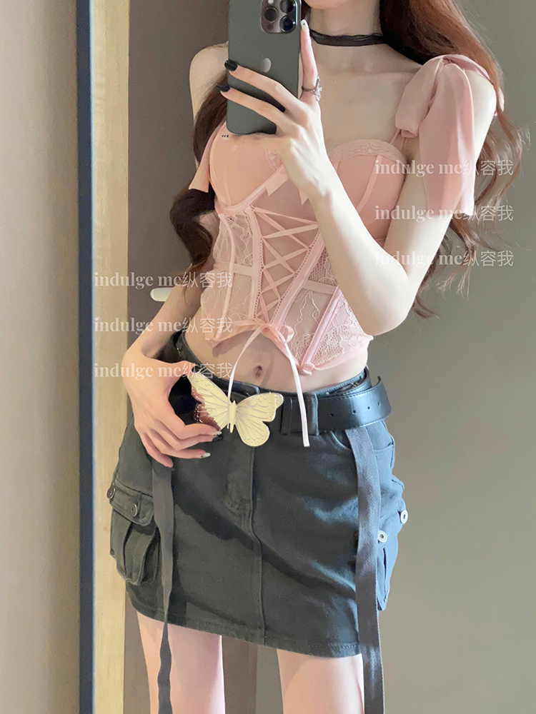 indulge me 漫步春日*塑身性感镂空吊带性感内衣辣妹鱼骨胸衣